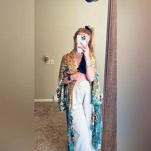 Free People Little Wing Mix Print Kimono One size